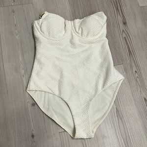 Chic Cream Textured One-Piece Swimsuit